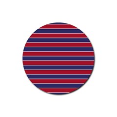 Large Red White And Blue Usa Memorial Day Holiday Pinstripe Rubber Coaster (round)  by PodArtist