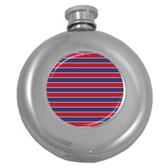 Large Red White And Blue Usa Memorial Day Holiday Pinstripe Round Hip Flask (5 Oz) by PodArtist