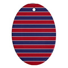Large Red White And Blue Usa Memorial Day Holiday Pinstripe Oval Ornament (two Sides) by PodArtist