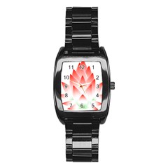 Lotus Flower Blossom Abstract Stainless Steel Barrel Watch
