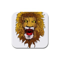 Lion Animal Roar Lion S Mane Comic Rubber Square Coaster (4 Pack)  by Sapixe