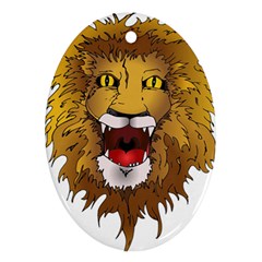 Lion Animal Roar Lion S Mane Comic Oval Ornament (two Sides)