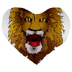 Lion Animal Roar Lion S Mane Comic Large 19  Premium Flano Heart Shape Cushions