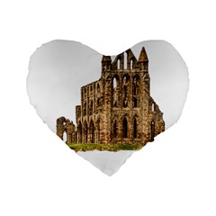 Ruin Monastery Abbey Gothic Whitby Standard 16  Premium Flano Heart Shape Cushions by Sapixe