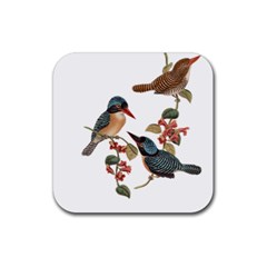 Bird Birds Branch Flowers Vintage Rubber Coaster (square) 