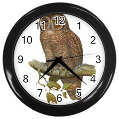 Bird Owl Animal Vintage Isolated Wall Clocks (black) by Sapixe