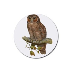 Bird Owl Animal Vintage Isolated Rubber Round Coaster (4 Pack) 