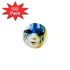 Porcelain Mask Minature Mask 1  Mini Buttons (100 Pack) 