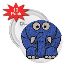 Elephant Animal Cartoon Elephants 2 25  Buttons (10 Pack) 