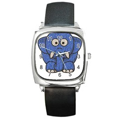 Elephant Animal Cartoon Elephants Square Metal Watch