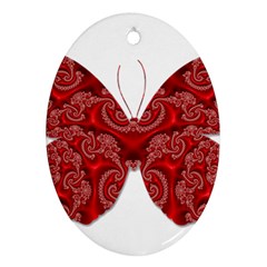 Butterfly Red Fractal Art Nature Oval Ornament (two Sides) by Sapixe