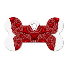 Butterfly Red Fractal Art Nature Dog Tag Bone (two Sides)