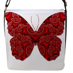 Butterfly Red Fractal Art Nature Flap Messenger Bag (s) by Sapixe