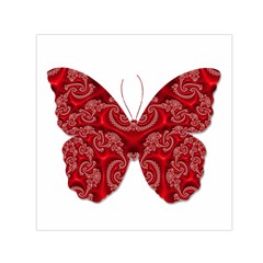 Butterfly Red Fractal Art Nature Small Satin Scarf (square)