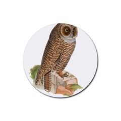 Bird Owl Animal Vintage Isolated Rubber Round Coaster (4 Pack) 