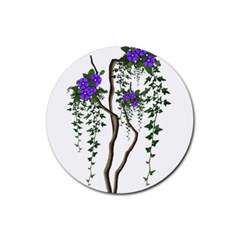 Image Cropped Tree With Flowers Tree Rubber Round Coaster (4 Pack) 