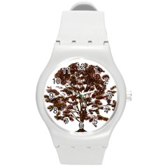 Tree Vector Ornament Color Round Plastic Sport Watch (m)