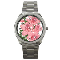 Flower Plant Blossom Bloom Vintage Sport Metal Watch by Sapixe