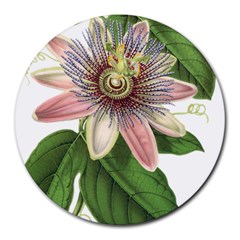 Passion Flower Flower Plant Blossom Round Mousepads by Sapixe