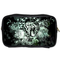 Awesome Tiger In Green And Black Toiletries Bags by FantasyWorld7