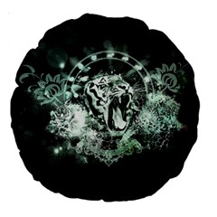 Awesome Tiger In Green And Black Large 18  Premium Round Cushions by FantasyWorld7