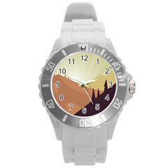 Sky Art Silhouette Panoramic Round Plastic Sport Watch (l) by Sapixe