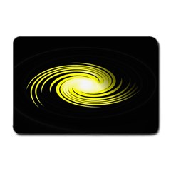 Fractal Swirl Yellow Black Whirl Small Doormat  by Sapixe