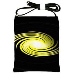 Fractal Swirl Yellow Black Whirl Shoulder Sling Bags by Sapixe