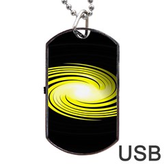 Fractal Swirl Yellow Black Whirl Dog Tag Usb Flash (two Sides) by Sapixe