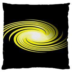 Fractal Swirl Yellow Black Whirl Large Cushion Case (one Side) by Sapixe