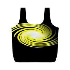 Fractal Swirl Yellow Black Whirl Full Print Recycle Bags (m)  by Sapixe