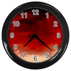 Flaming Skies Ominous Fire Clouds Wall Clocks (black) by Sapixe