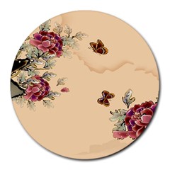 Flower Traditional Chinese Painting Round Mousepads
