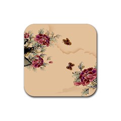 Flower Traditional Chinese Painting Rubber Coaster (square)  by Sapixe