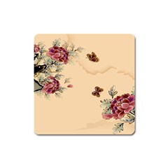 Flower Traditional Chinese Painting Square Magnet by Sapixe