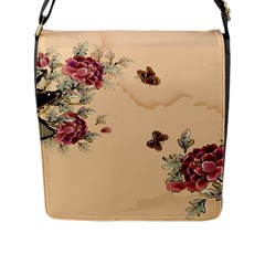 Flower Traditional Chinese Painting Flap Messenger Bag (l) 