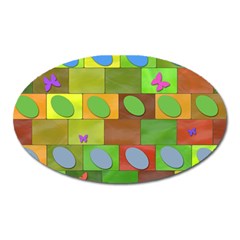 Easter Egg Happy Easter Colorful Oval Magnet by Sapixe