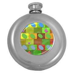 Easter Egg Happy Easter Colorful Round Hip Flask (5 oz)