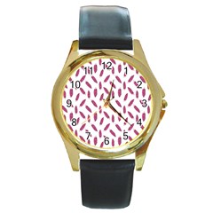 Cacao Fruits Pattern Round Gold Metal Watch by dflcprints