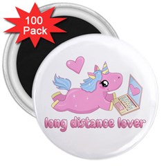 Long Distance Lover - Cute Unicorn 3  Magnets (100 Pack) by Valentinaart
