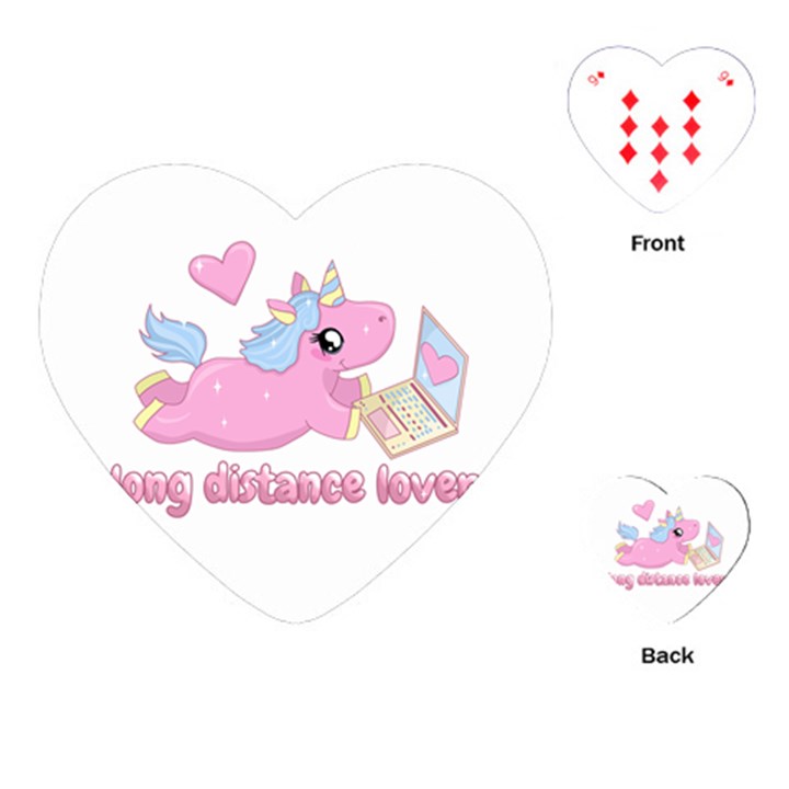 Long distance lover - Cute Unicorn Playing Cards (Heart) 