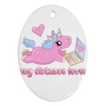 Long distance lover - Cute Unicorn Oval Ornament (Two Sides) Back