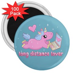 Long Distance Lover - Cute Unicorn 3  Magnets (100 Pack) by Valentinaart