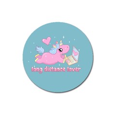 Long Distance Lover - Cute Unicorn Magnet 3  (round) by Valentinaart