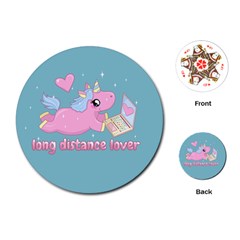 Long Distance Lover - Cute Unicorn Playing Cards (round)  by Valentinaart