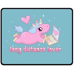 Long Distance Lover - Cute Unicorn Fleece Blanket (medium)  by Valentinaart