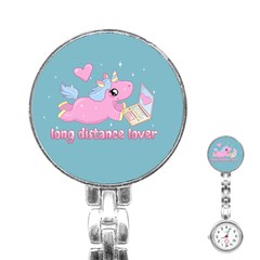 Long Distance Lover - Cute Unicorn Stainless Steel Nurses Watch by Valentinaart