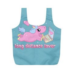 Long Distance Lover - Cute Unicorn Full Print Recycle Bags (m)  by Valentinaart