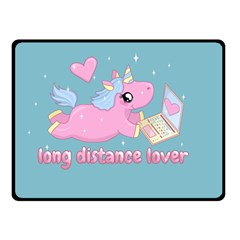 Long Distance Lover - Cute Unicorn Double Sided Fleece Blanket (small) 