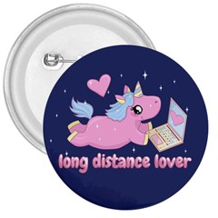 Long Distance Lover - Cute Unicorn 3  Buttons by Valentinaart